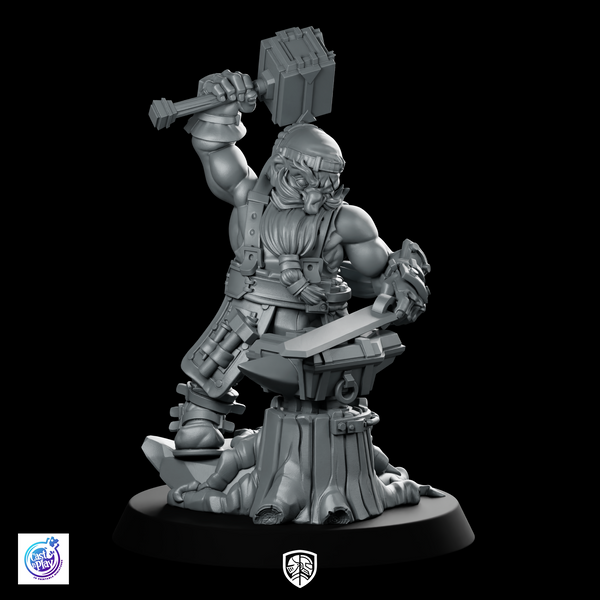 Dwarven Blacksmith Rill Miniature Forge Hammer Anvil