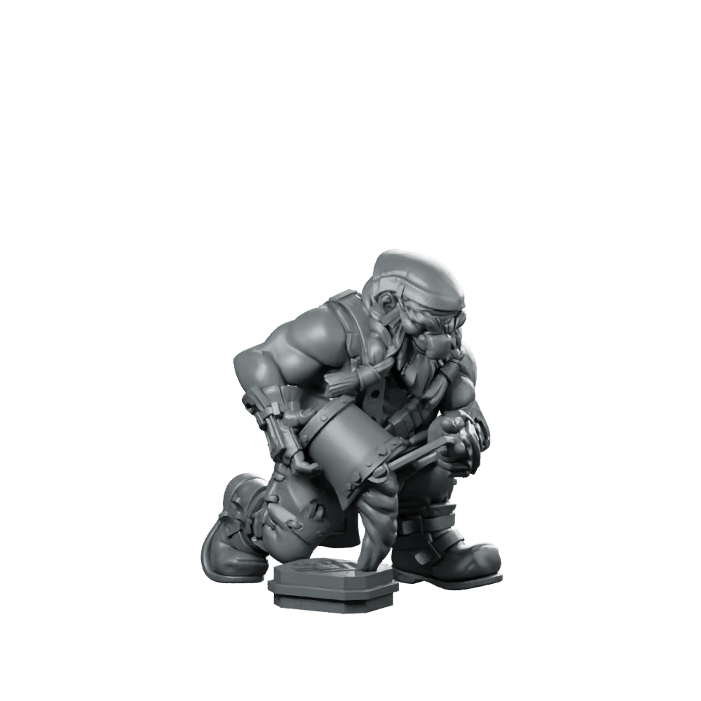Dwarven Blacksmith Tamak Miniature Artificer Sci-Fi Miniature 360 Spin 01