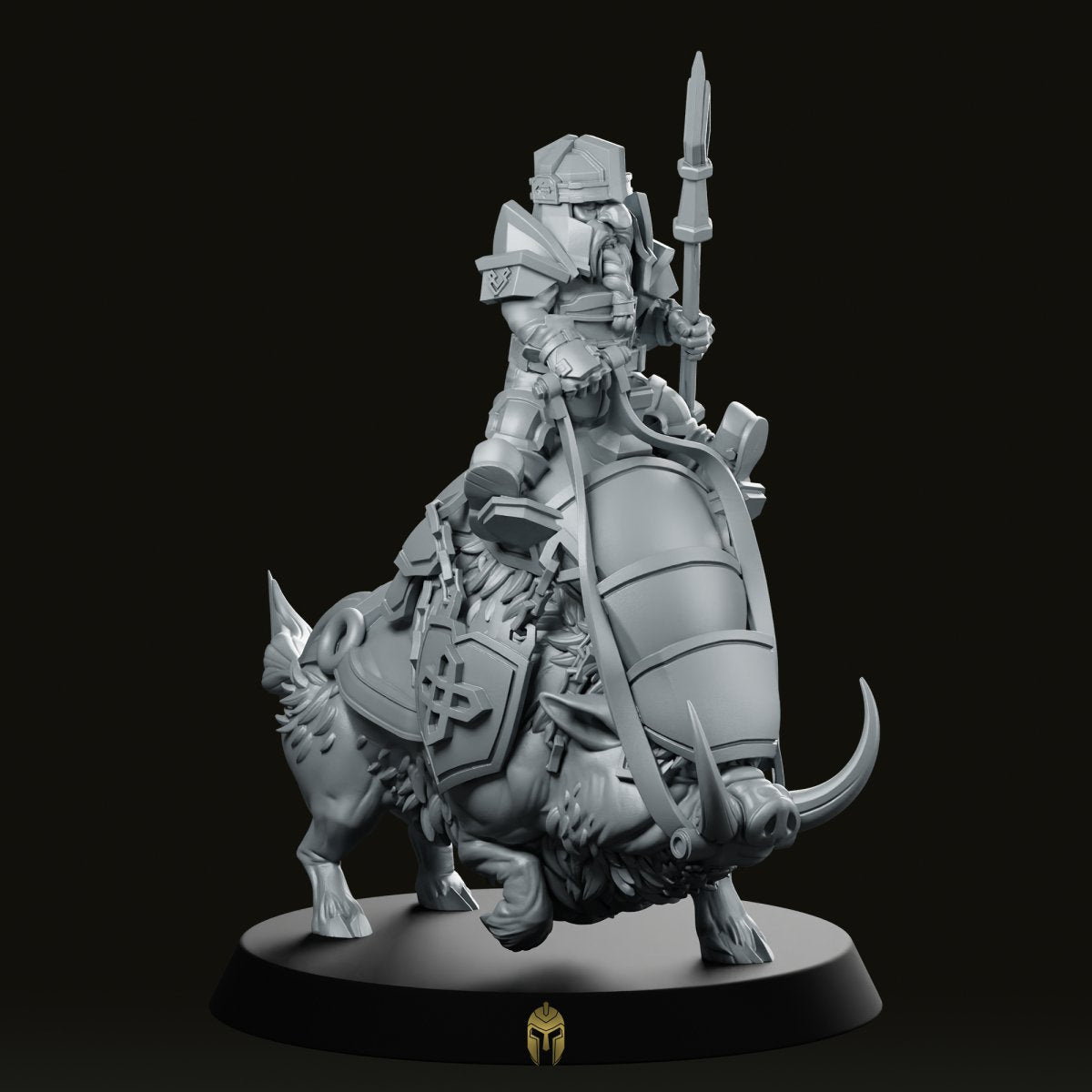 Dwarven Rider with Spear Bhammon Miniature - We Print Miniatures