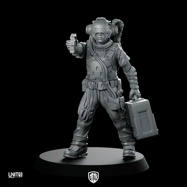 Earl Rusty Chambers 01 Cyberpunk Miniature Taser Briefcase - Unit9 - We Print Miniatures