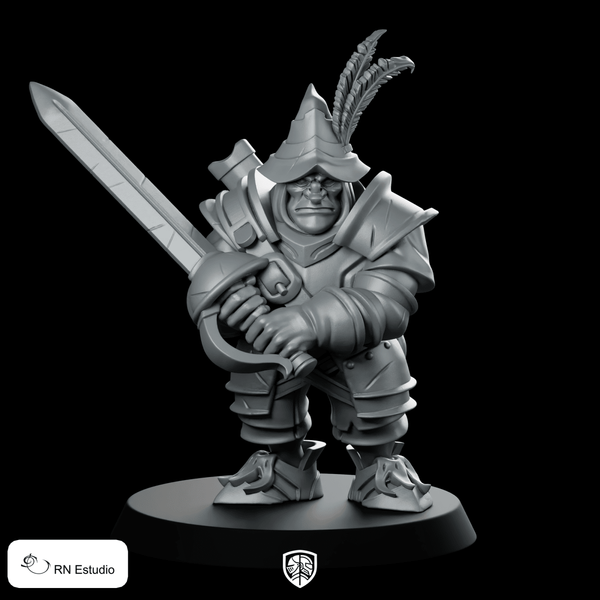 Edwin Warrior Miniature Armored Sword Hero Fighter - RN Estudio - We Print Miniatures