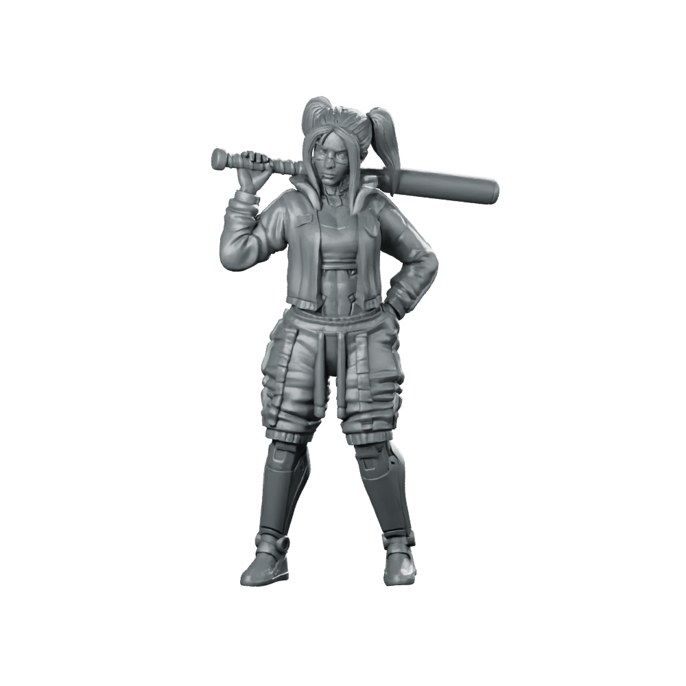Eileen Spike Kelly 01 Miniature Cyberpunk Bat Fighter - Unit9 - We Print Miniatures
