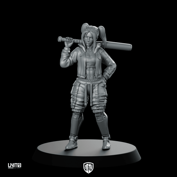 Eileen Spike Kelly 01 Miniature Cyberpunk Bat Fighter - Unit9 - We Print Miniatures