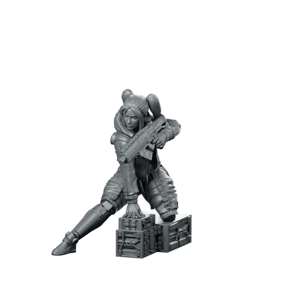 Eileen Spike Kelly 02 Miniature Cyberpunk Sniper Operative Miniature 360 Spin 01