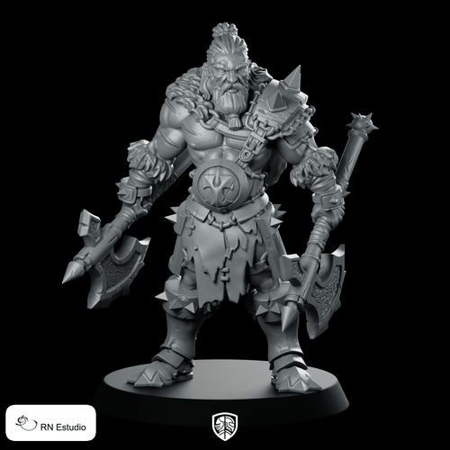 Einar Miniature Barbarian Berserker - RN Estudio - We Print Miniatures