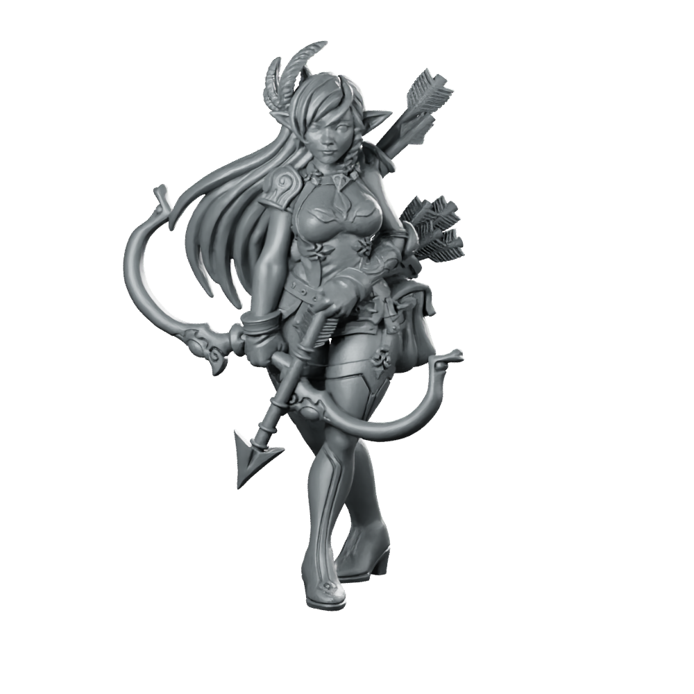 Elf Archer Elaina Fantasy Miniature Female Ranger Hero Miniature 360 Spin 01