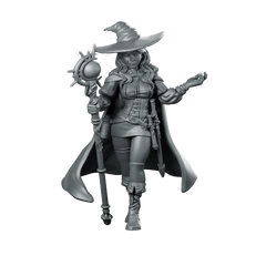 Elara Miniature Witch Sorceress Spellcaster Staff Orb - Haito - We Print Miniatures