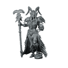 Elarune Miniature Horned Warlock Skull Staff - Haito - We Print Miniatures