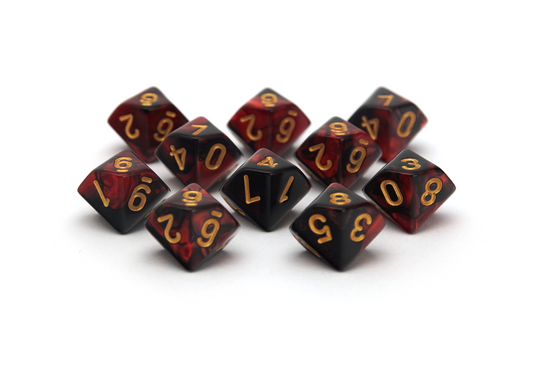 Elemental Dice | 10d10 | Black & Red
