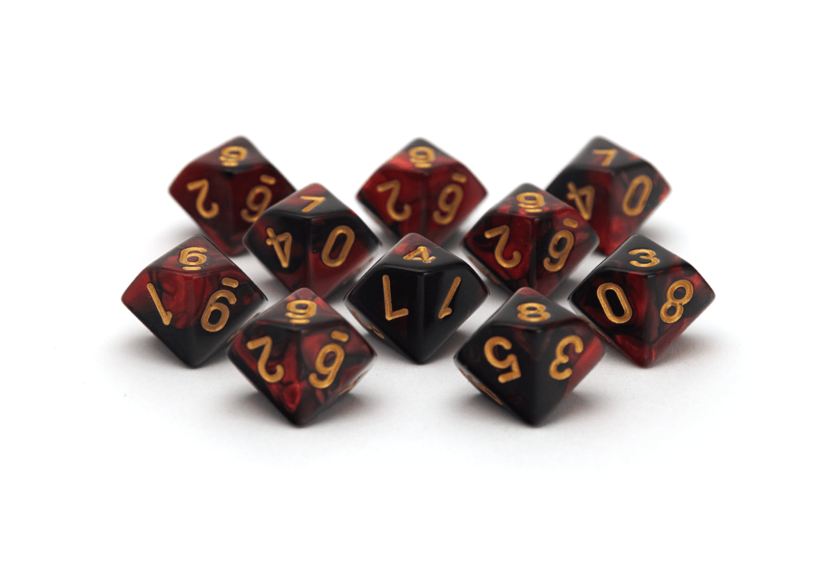 Elemental Dice | 10d10 | Black & Red - DiceRoll UK - We Print Miniatures