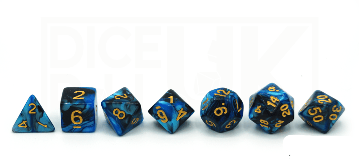 Elemental Dice | Black & Blue - DiceRoll UK - We Print Miniatures