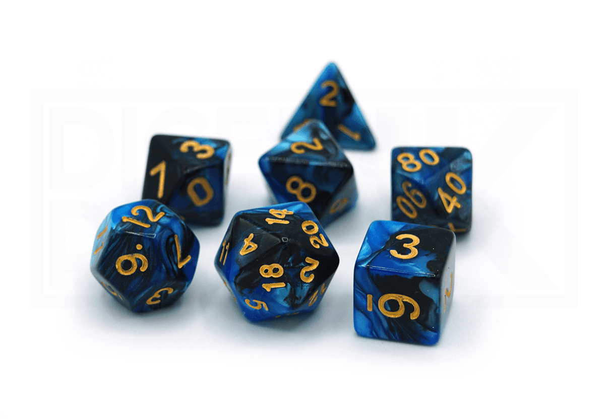 Elemental Dice | Black & Blue - DiceRoll UK - We Print Miniatures