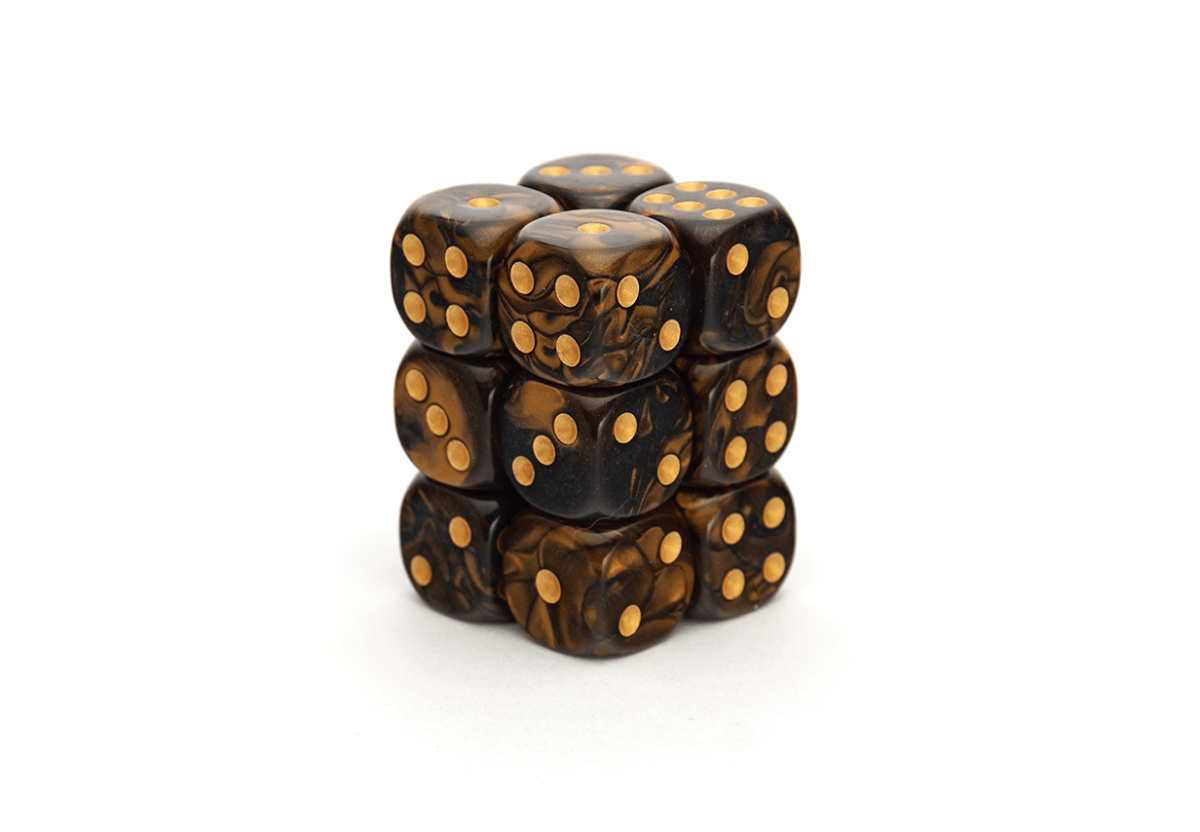 Elemental Dice | Black & Gold | 12x16mm Dice Block - DiceRoll UK - We Print Miniatures