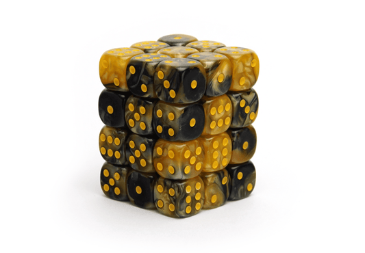 Elemental Dice | Black & Gold | Yellow Pips | 36x12mm Dice Block - DiceRoll UK - We Print Miniatures