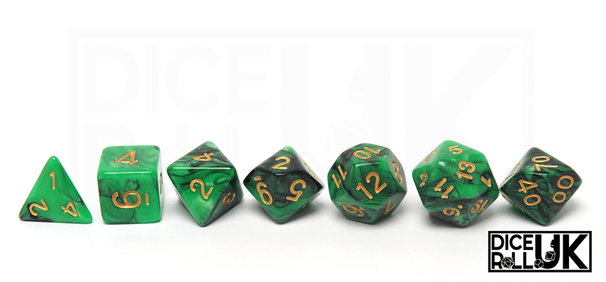 Elemental Dice | Black & Green - DiceRoll UK - We Print Miniatures