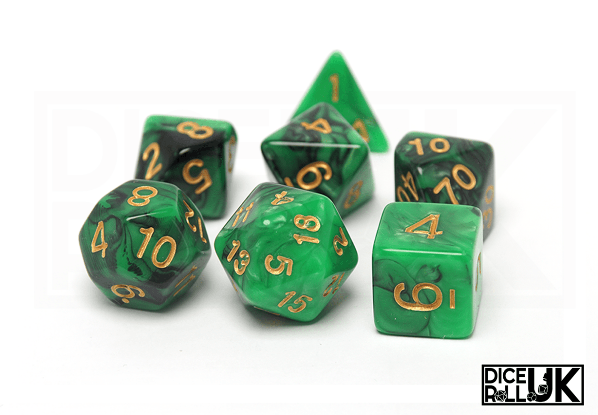 Elemental Dice | Black & Green - DiceRoll UK - We Print Miniatures