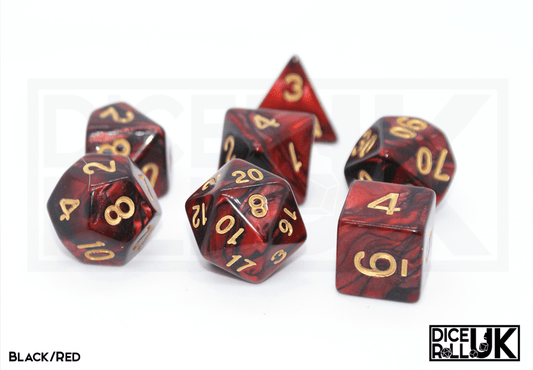Elemental Dice | Black & Red - DiceRoll UK - We Print Miniatures