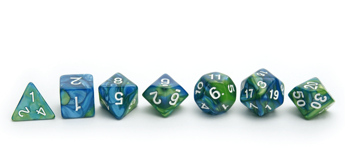Elemental Dice | Blue & Green - DiceRoll UK - We Print Miniatures