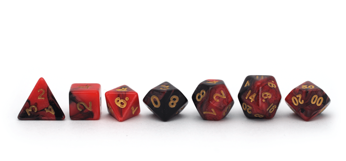 Elemental Dice | Mini | Black & Red - DiceRoll UK - We Print Miniatures