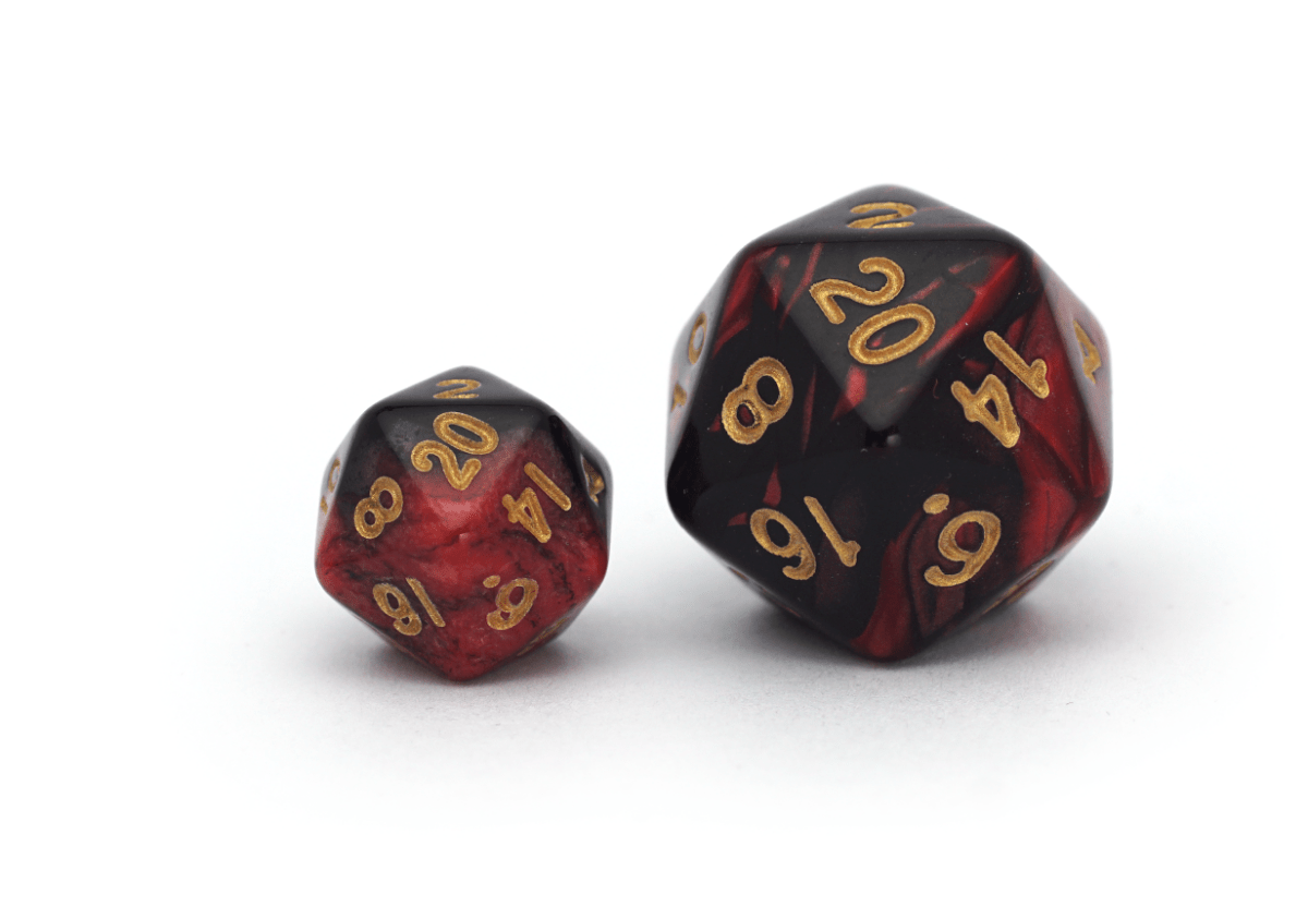 Elemental Dice | Mini | Black & Red - DiceRoll UK - We Print Miniatures