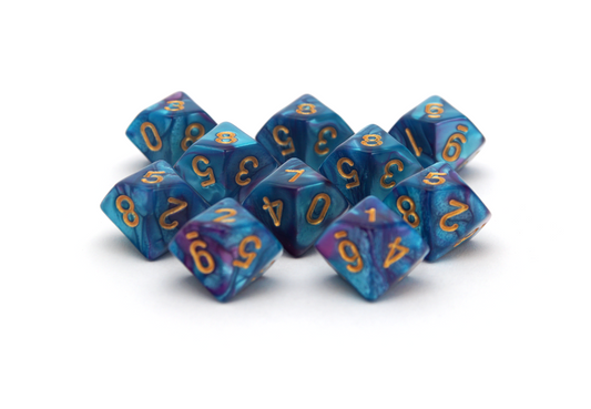 Elemental Dice | 10d10 | Blue & Purple