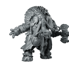 Elephantfolk Viking Miniature Resin Barbarian Warrior Axe Miniature 360 Spin 01