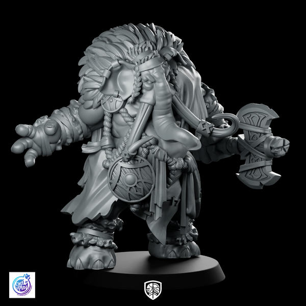 Elephantfolk Viking Miniature Resin Barbarian Warrior Axe