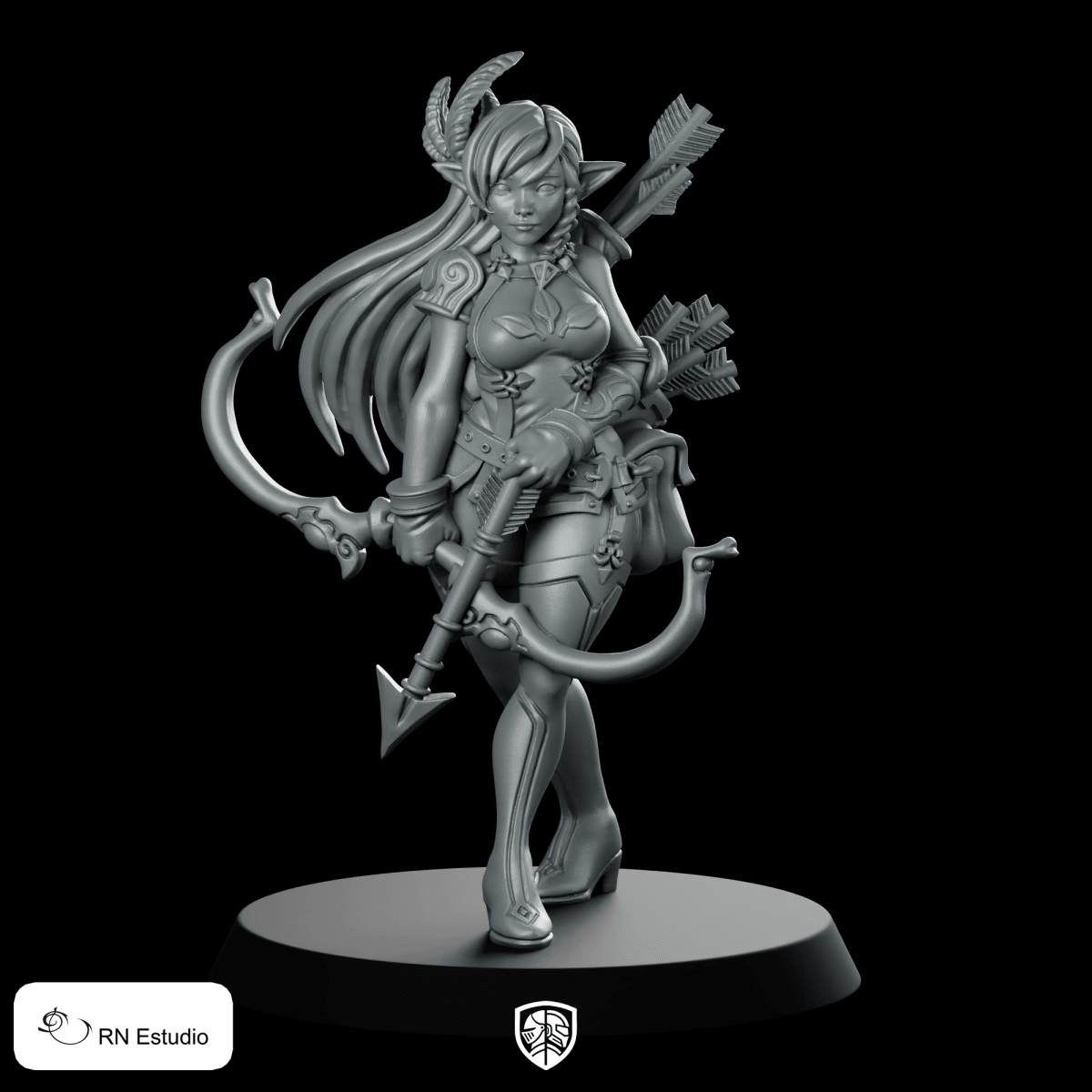 Elf Archer Elaina Fantasy Miniature Female Ranger Hero - RN Estudio - We Print Miniatures