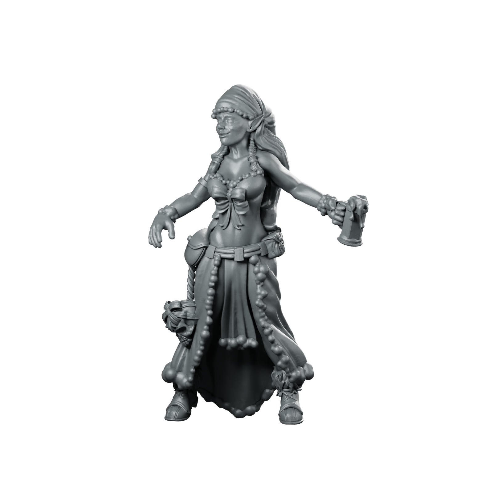 Elf Christmass Miniature Tavern Elf Barmaid Miniature 360 Spin 01