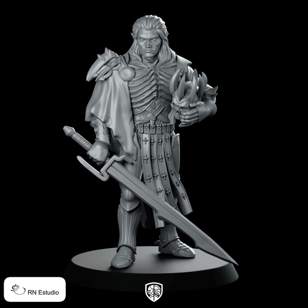 Elf Deathknight Arnodin Miniature Undead Sword Leader - RN Estudio - We Print Miniatures