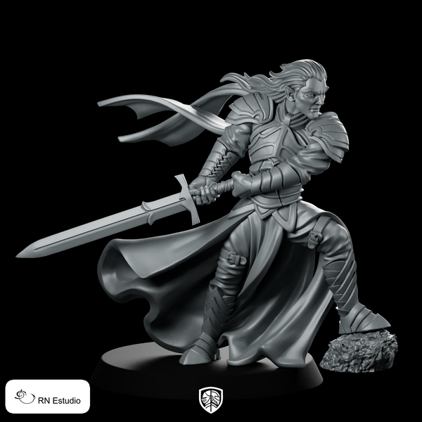 Elf Knight Levariel Miniature Dynamic Armored Sword Hero