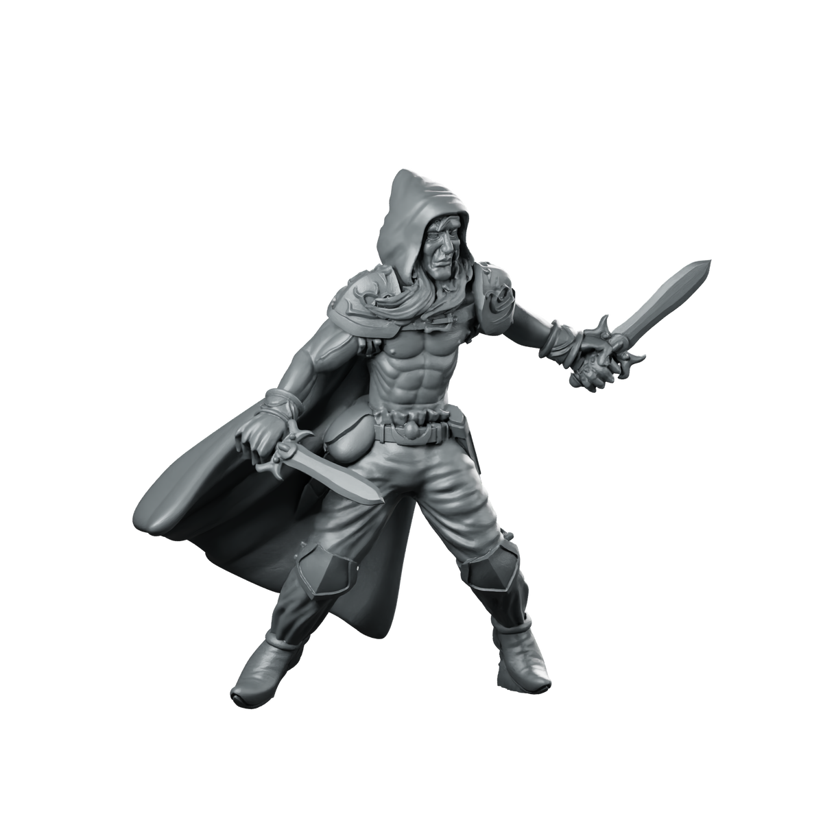 Elf Thief Miniature Hooded Rogue Duelist Miniature 360 Spin 01