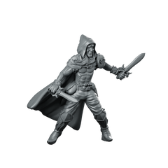 Elf Thief Miniature Hooded Rogue Duelist Miniature 360 Spin 01