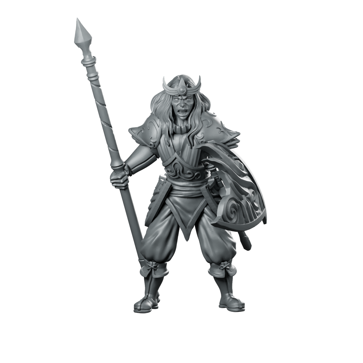 Elf Warrior Miniature Spearwoman Shieldmaiden Miniature 360 Spin 01