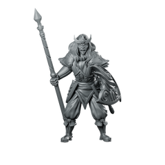 Elf Warrior Miniature Spearwoman Shieldmaiden Miniature 360 Spin 01