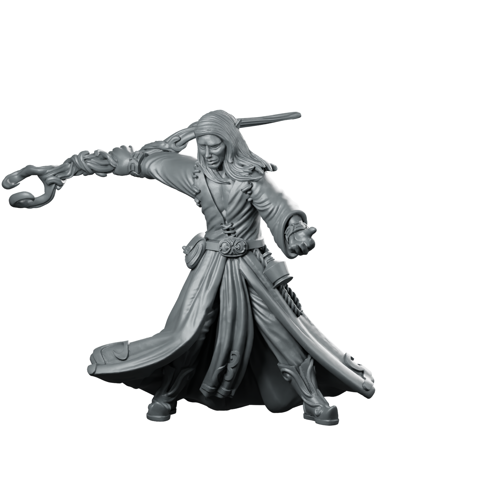 Elf Wizard Miniature Spellcaster Duelist Miniature 360 Spin 01