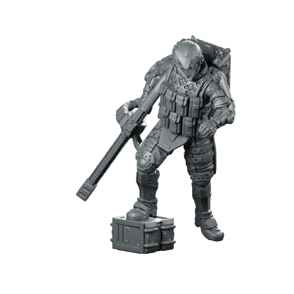 Elijah 01 Cyberpunk Miniature Armored Bazooka Soldier Miniature 360 Spin 01