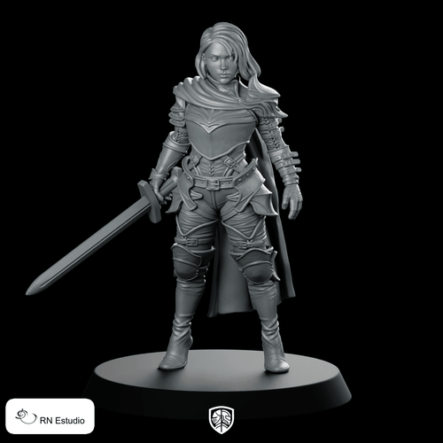 Elma Female Guard Miniature Armoured Sword Knight Hero - RN Estudio - We Print Miniatures
