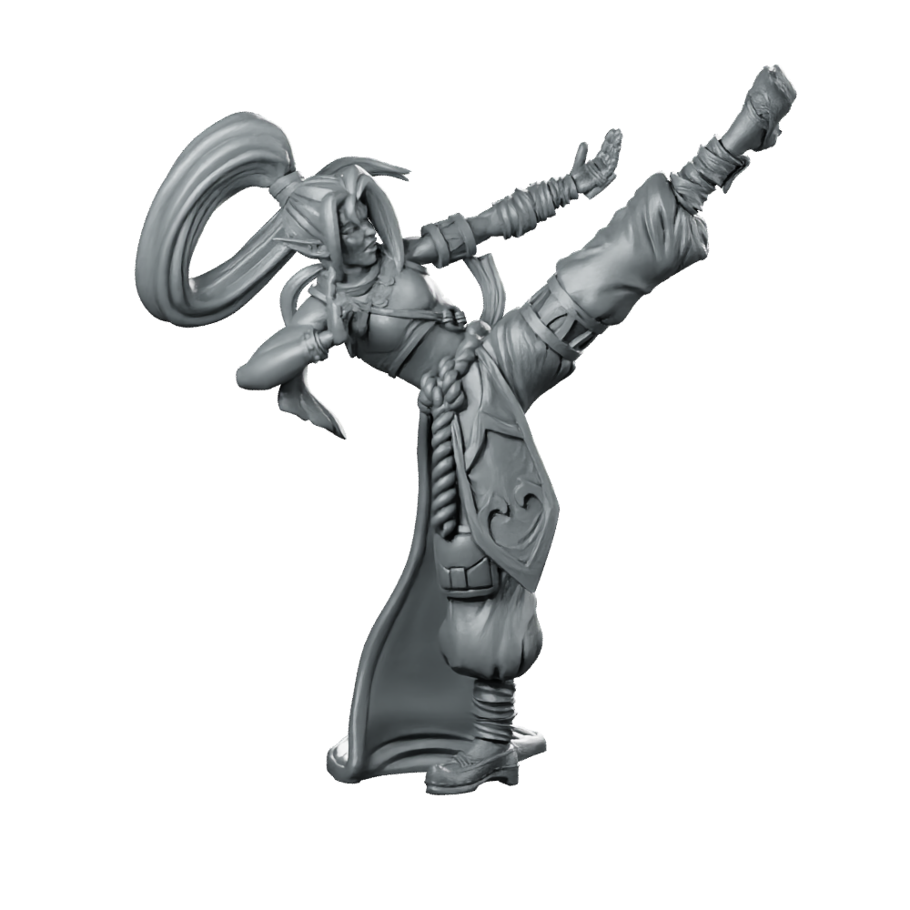 Elvish Monk 2 Fantasy Miniatures miniature kickboxing Miniature 360 Spin 01