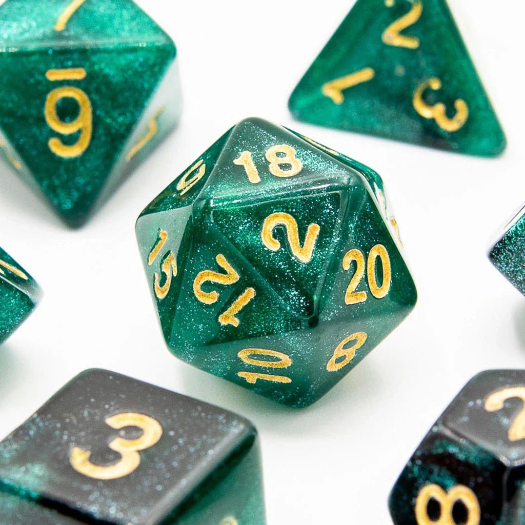 Emerald Night | Acrylic Dice | 7 Piece Set - Tabletop Dominion - We Print Miniatures