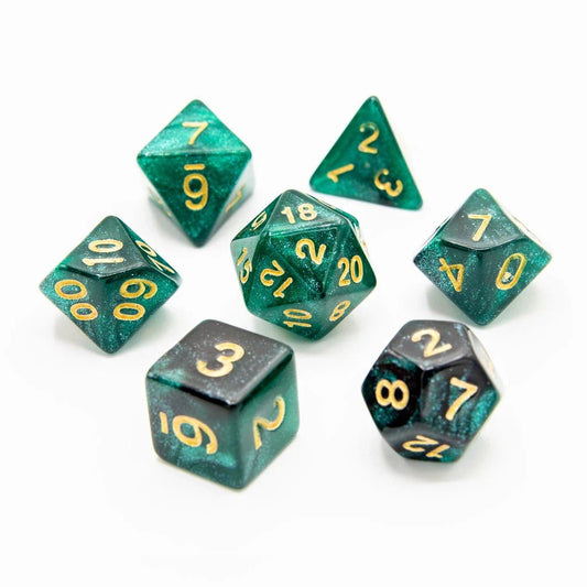 Emerald Night | Acrylic Dice | 7 Piece Set - Tabletop Dominion - We Print Miniatures