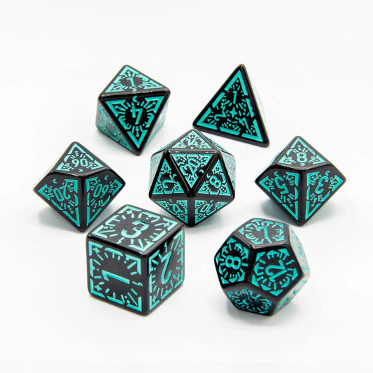 Emerald Ray | Acrylic Dice | 7 Piece Set - Tabletop Dominion - We Print Miniatures