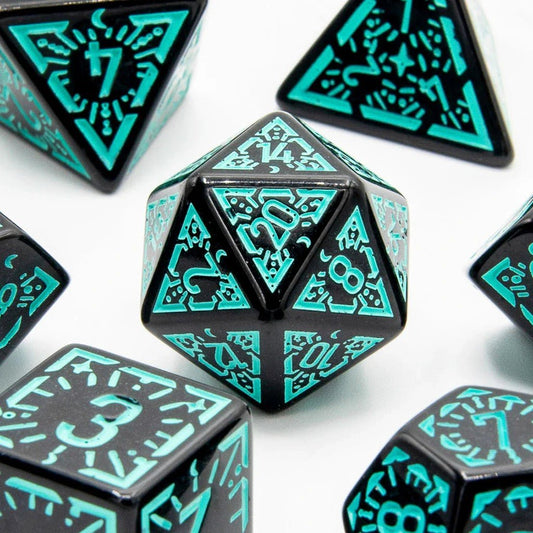 Emerald Ray | Acrylic Dice | 7 Piece Set - Tabletop Dominion - We Print Miniatures