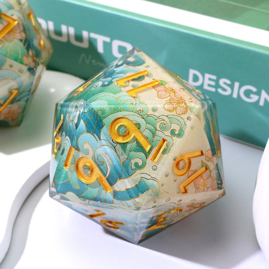 Emerald Tide | 33mm D20 | Oversized Art Core Dice - Tabletop Dominion - We Print Miniatures