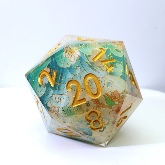 Emerald Tide | 33mm D20 | Oversized Art Core Dice - Tabletop Dominion - We Print Miniatures