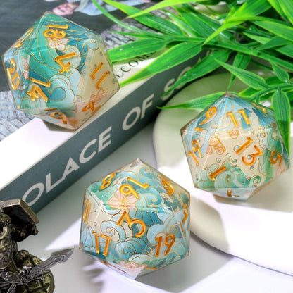 Emerald Tide | 33mm D20 | Oversized Art Core Dice - Tabletop Dominion - We Print Miniatures