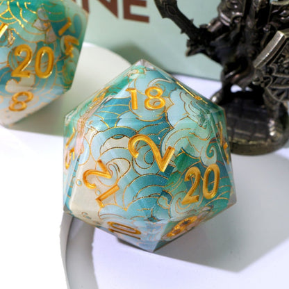 Emerald Tide | 33mm D20 | Oversized Art Core Dice - Tabletop Dominion - We Print Miniatures