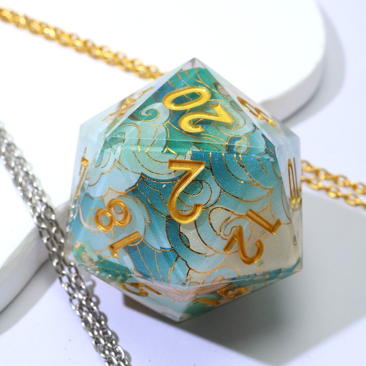 Emerald Tide | 50mm D20 | Oversized Art Core Dice - Tabletop Dominion - We Print Miniatures