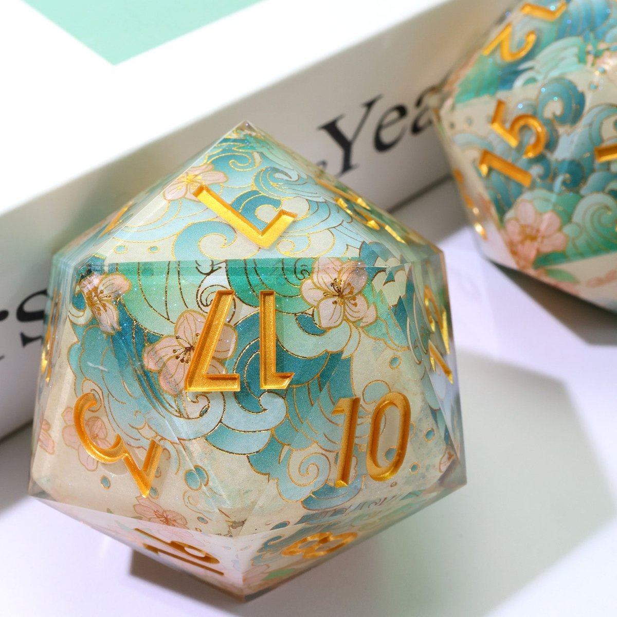 Emerald Tide | 50mm D20 | Oversized Art Core Dice - Tabletop Dominion - We Print Miniatures