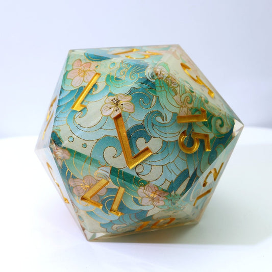 Emerald Tide | 50mm D20 | Oversized Art Core Dice - Tabletop Dominion - We Print Miniatures
